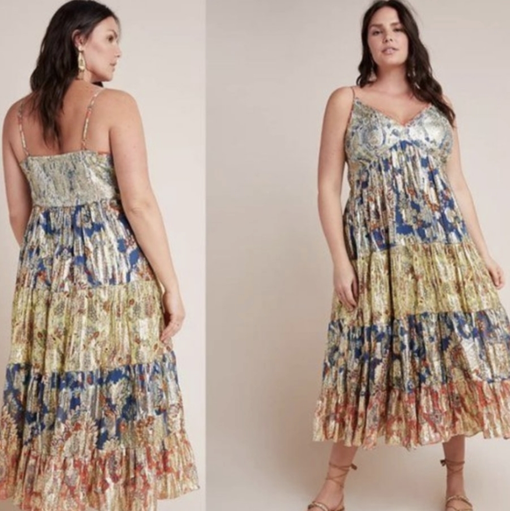 Verb Pallavi Singhee Eco Tiered Maxi Dress Metallic XL